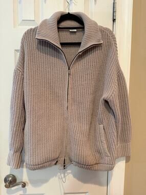 FLX Mauve Chenille Chunky Knit Quarter Zip Sweater XS Oversize Cozy